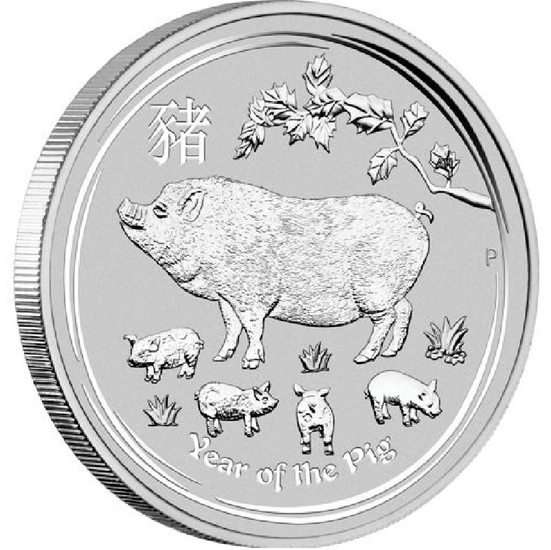 2019 - Year of the Pig - Australian Silver Lunar Bullion Coin - Reverse Side