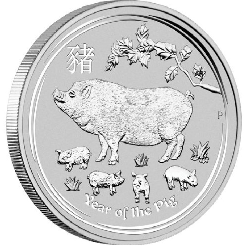 2019 - Year of the Pig - Series II, 1/2 oz. Australian Silver Lunar Bullion Coin - Reverse Side of the coin