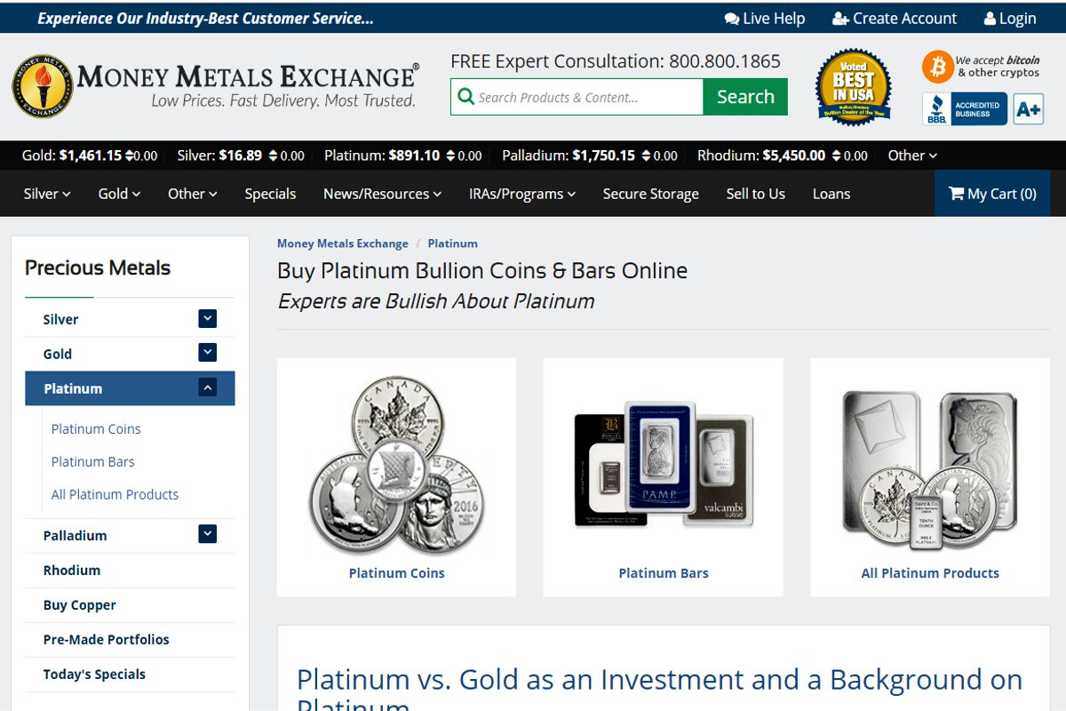 Money Metals Exchange platinum