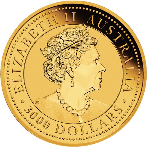 2023 1 kilo. Australian Kangaroo Gold bullion coin - Obverse Side