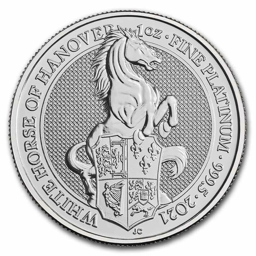 2021 1 oz. Platinum Queen's Beast - The White Horse of Hanover - Bullion Coin Reverse Side