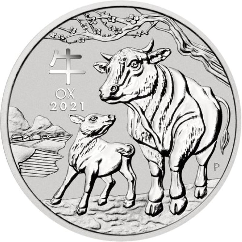 2021 1oz. Australia Lunar Silver bullion coin - Year of the Ox - Series III - Reverse side