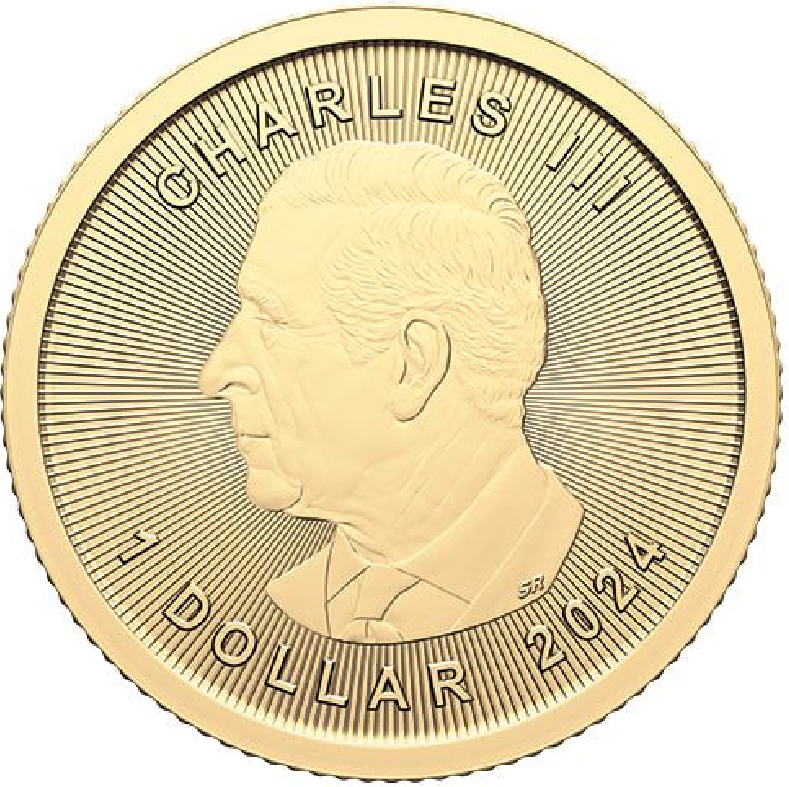 2024 1/20 oz. Canadian Gold Maple Leaf bullion coin - obverse side