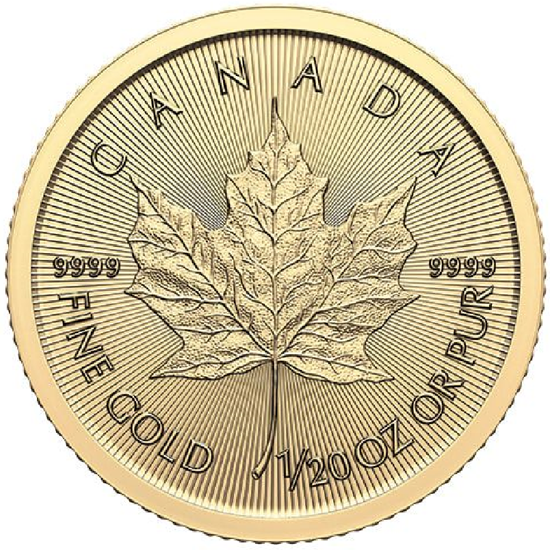 2024 1/20 oz. Canadian Gold Maple Leaf bullion coin - reverse side