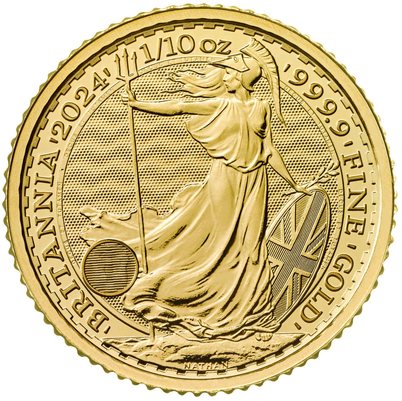 2024 1/10th oz. Gold Britannia bullion coin - reverse side