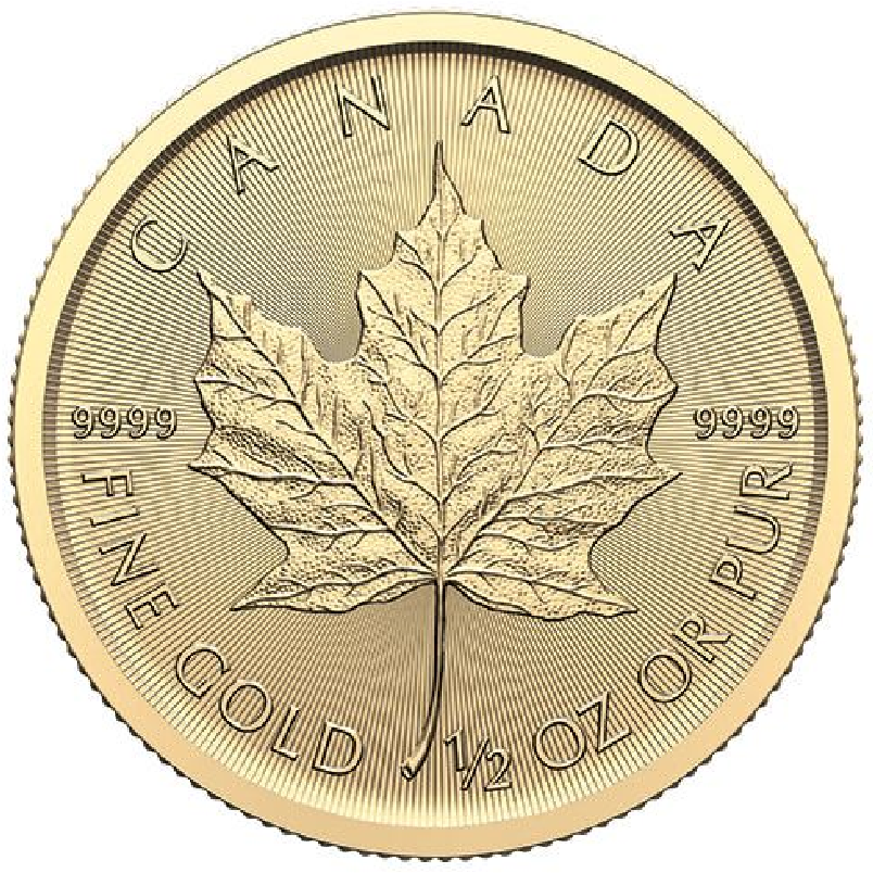 2024 1/2 oz. Canadian Gold Maple Leaf bullion coin - reverse