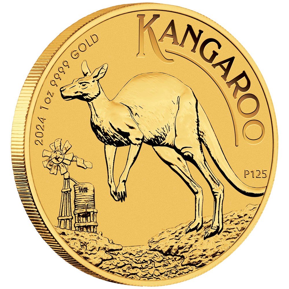 2024 1 oz. Gold Australian Kangaroo - Reverse side