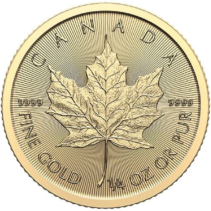 2024 1/4 oz. Canadian Gold Maple Leaf bullion coin - reverse side