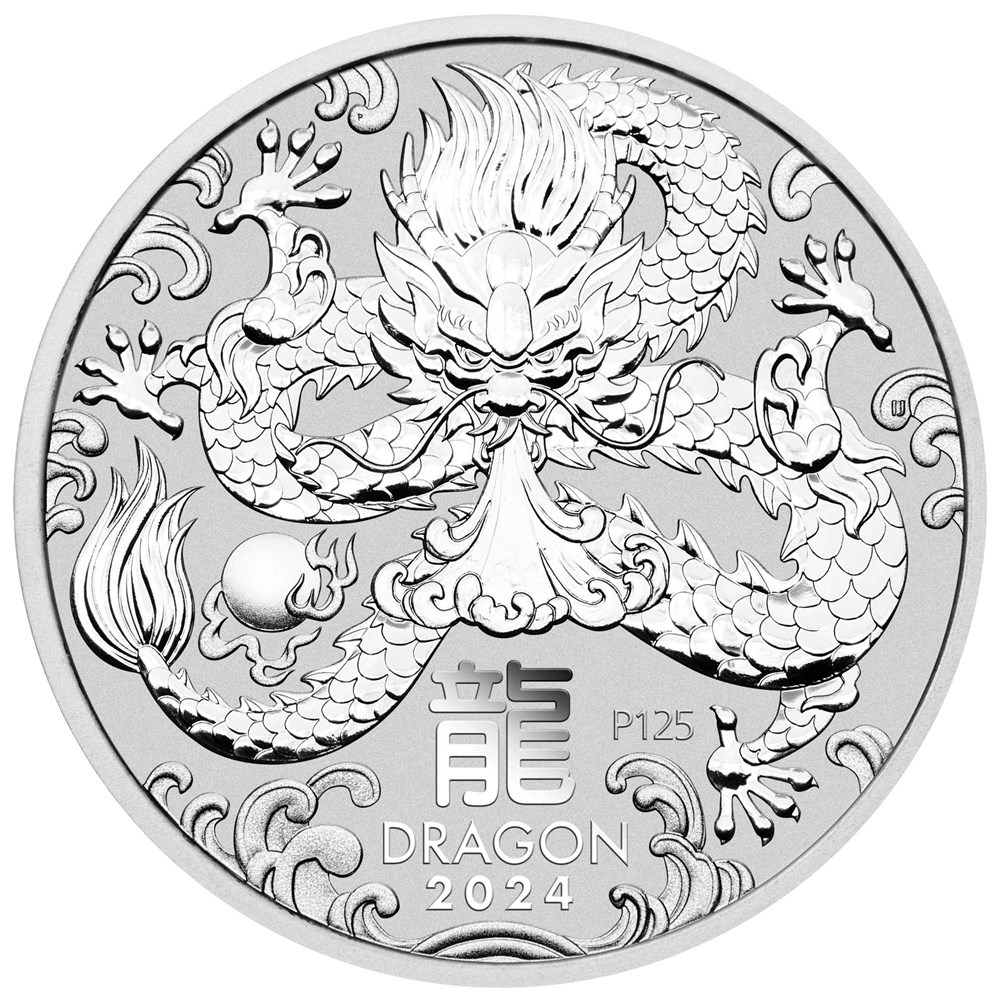 2024 1oz. Australia Lunar Silver bullion coin - Year of the Dragon - Series III - Reverse side