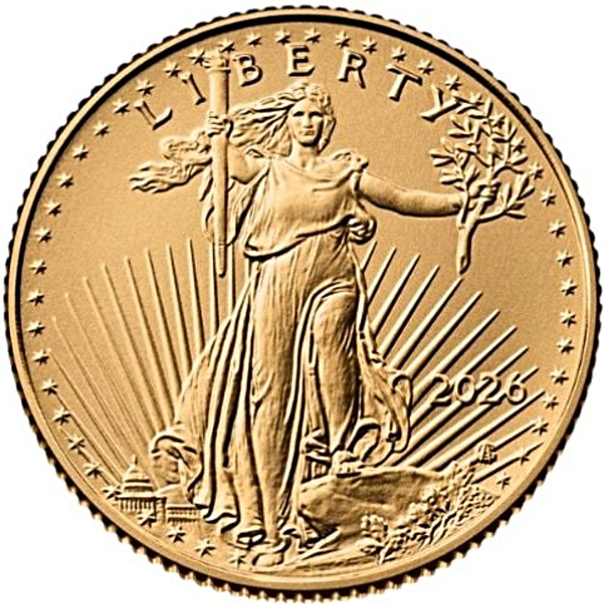 2026 1/10oz American Eagle Gold Bullion Coin - obverse side (Type II)