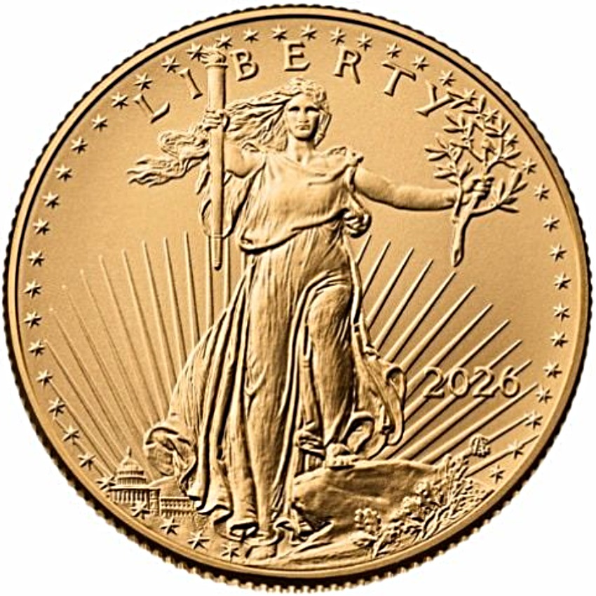 2026 1/4 oz American Eagle Gold Bullion Coin - obverse side (Type II)