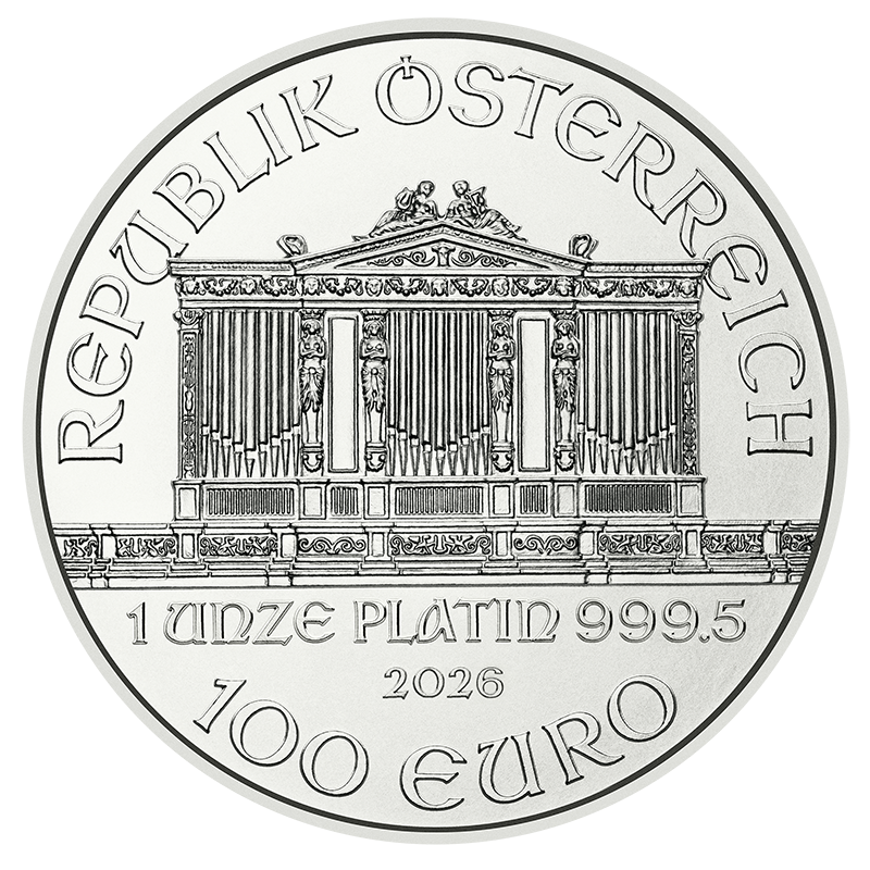 2026 - 1oz. Platinum Austrian Philharmonic Bullion Coin - Obverse side