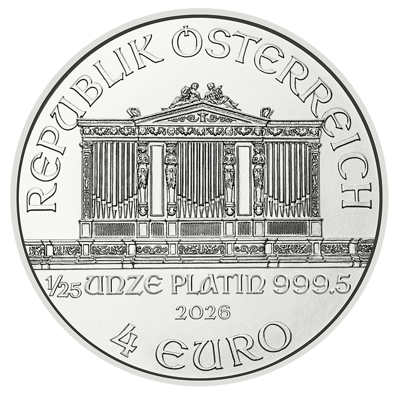 2026 - 1/25oz. Platinum Austrian Philharmonic Bullion Coin - Obverse side