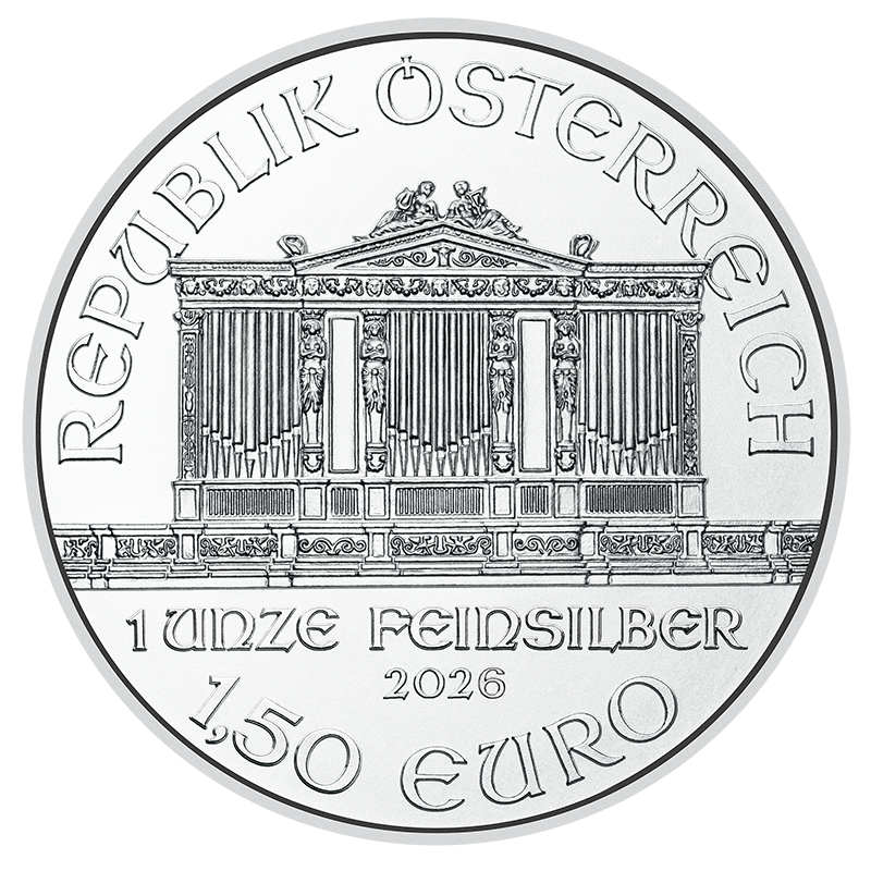 2026 - 1 oz. Austrian Silver Philharmonic Bullion Coin - Obverse Side