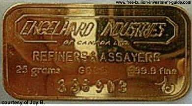 Engelhard 25gram Gold Bullion - Minted Bar