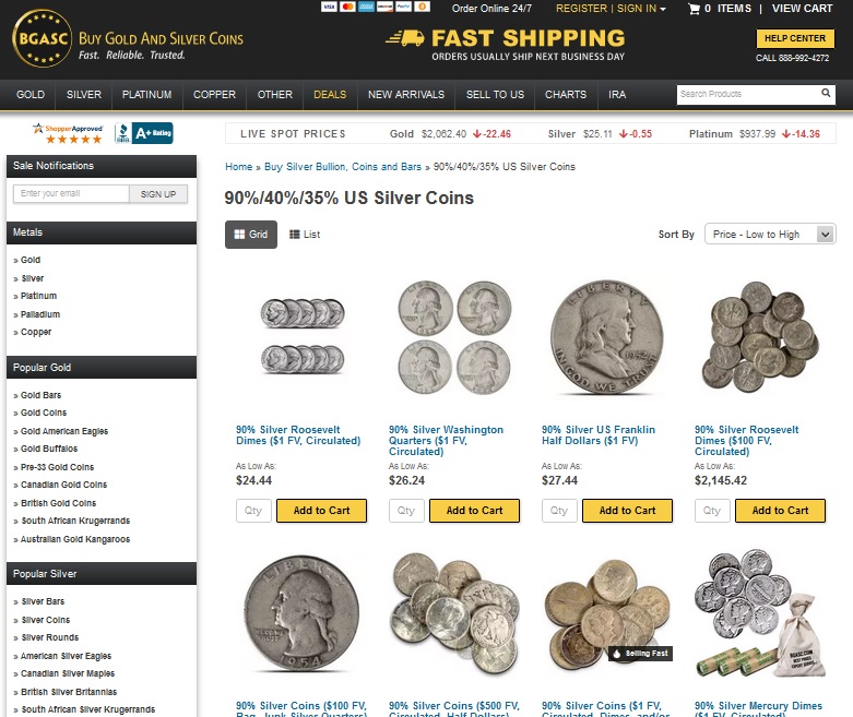 bgasc junk silver coins