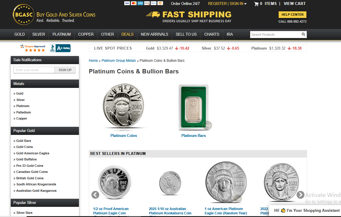 BGASC Platinum Coins Screenshot