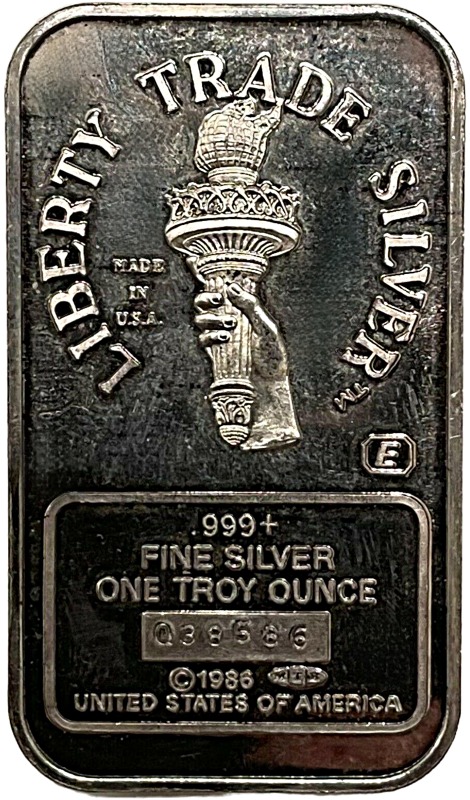 Engelhard 1oz. Liberty Trade Silver Bar - Reverse Side