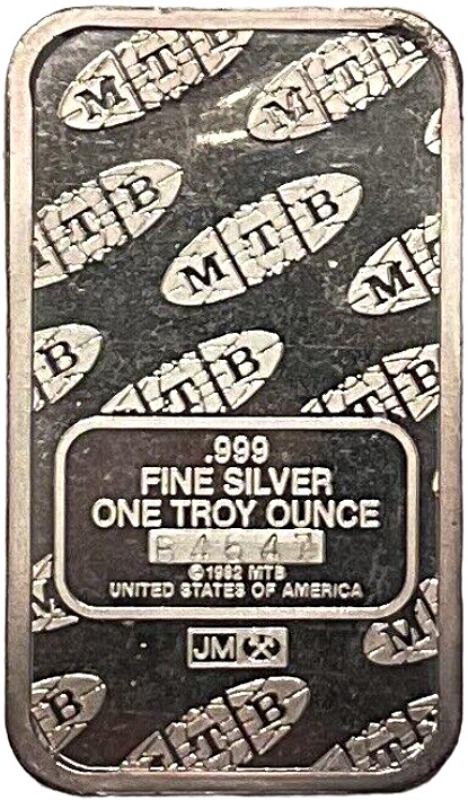 Johnson Matthey 5oz. Liberty Trade Silver Bar - Reverse Side