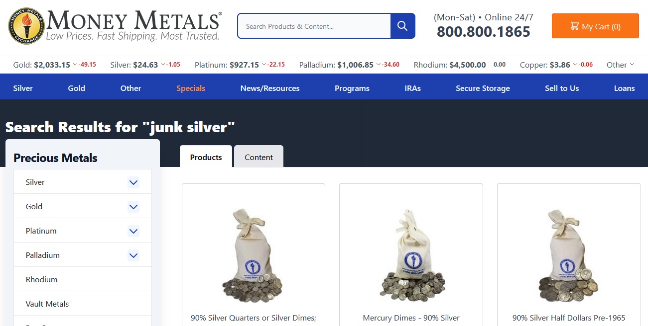 Money Metals Exchange - Junk Silver Buying Guide - Screenshot