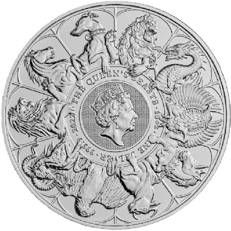 2022 1oz Platinum Queen's Beasts Completer Coin - reverse side