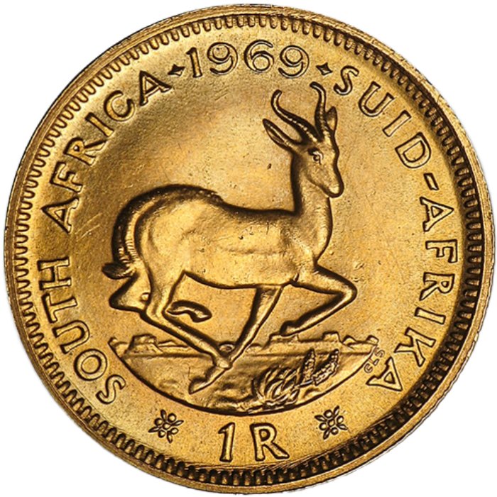1969 South African 1-Rand gold bullion coin - reverse side