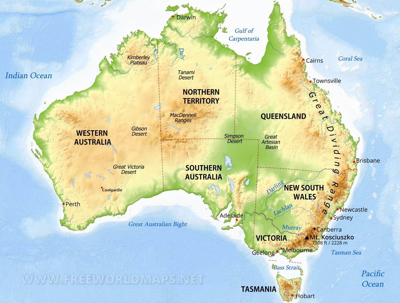 Australia Physical Map