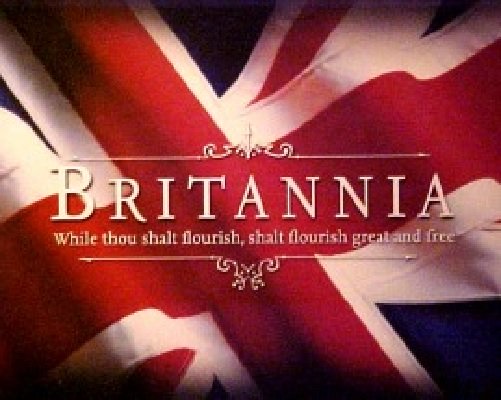 "BRITANNIA" Over the United Kingdom's Union Jack Flag - "While thou shalt flourish, shalt flourish great and free"