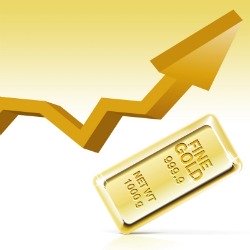gold bullion w arrow up
