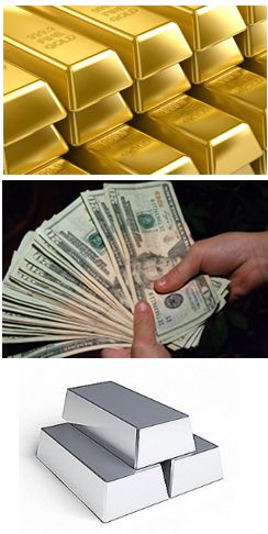 gold, u.s. dollar, and silver