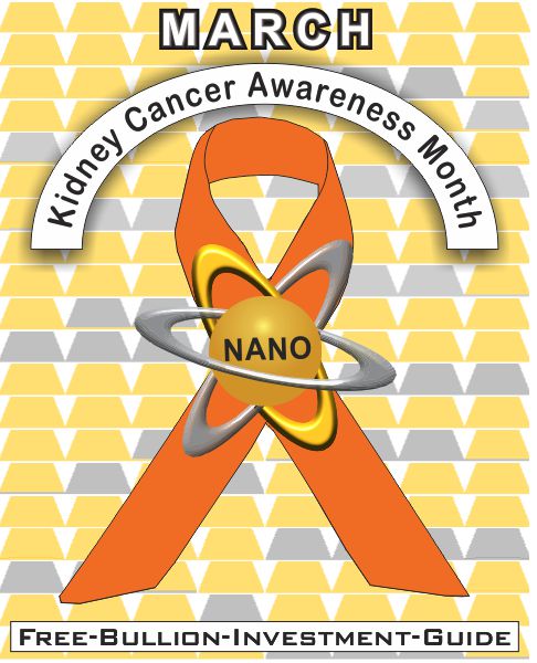 Kidney Cancer Awareness Ribbon - Gold Nano - March