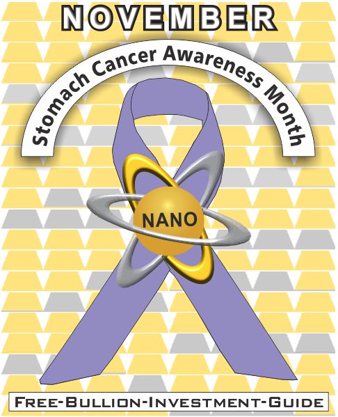 Stomach Cancer Awareness Ribbon - Gold Nano - November