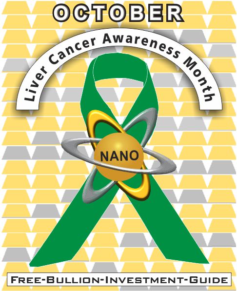 Liver Cancer Awareness Ribbon - Gold Nano - October