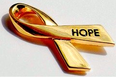 gold hope ribbon