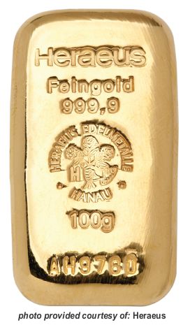 heraeus cast gold bar