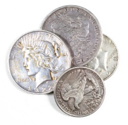 small group junk silver coins