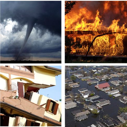 Natural Disasters - Tornado, Fire, Earthquake, and Flood