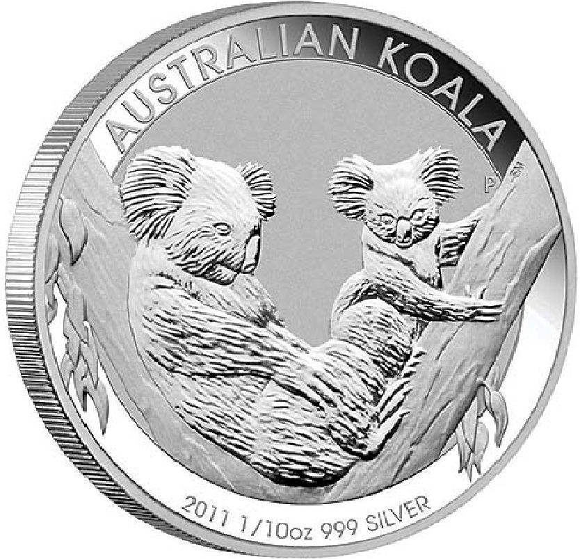 2011 1/10th oz. Silver Koala bullion coin - reverse side (png)