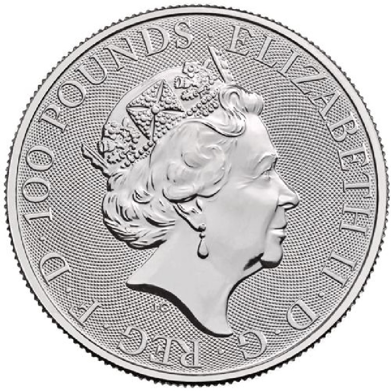 1oz. Platinum Britannia with Queen Elizabeth II - obverse side