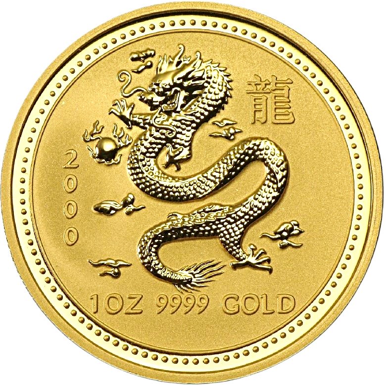 2000 - Australian Gold Lunar Bullion Coin - Series I - Year of the Dragon - Reverse Side