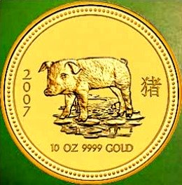 2007 - 10oz. Australian Gold Lunar Pig - Reverse