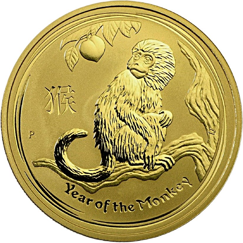 2016 - Australian Gold Lunar Bullion Coin - Series II - Year of the Monkey - Reverse Side