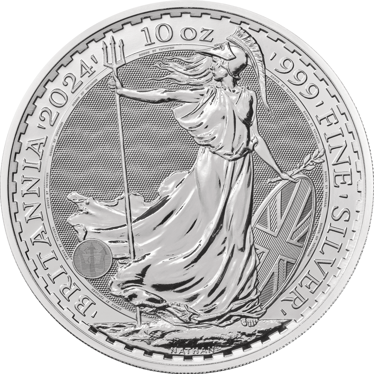 2024 10 oz. Silver Britannia bullion coin - reverse side