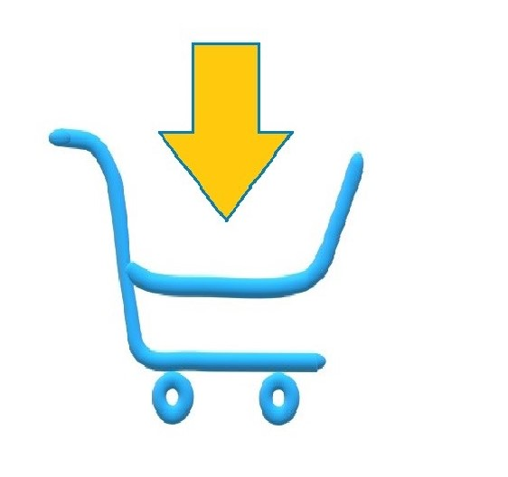 Shopping Cart - Blue with Yellow Arrow
